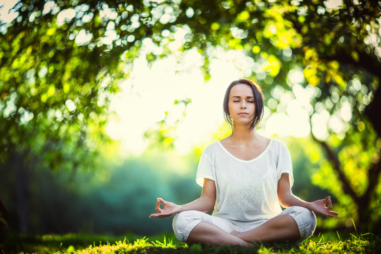 Girl Meditating Under the Tree